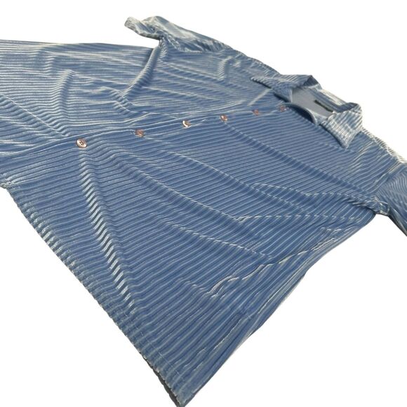 Vintage Positano Shirt Mens XL Blue Velvet Iridescent Button Up Disco Rave - Picture 14 of 15